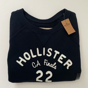 Hollister Girls Jr Navy Blue Fitted Crew Neck Sweatshirt NWT XS CA Finals 22